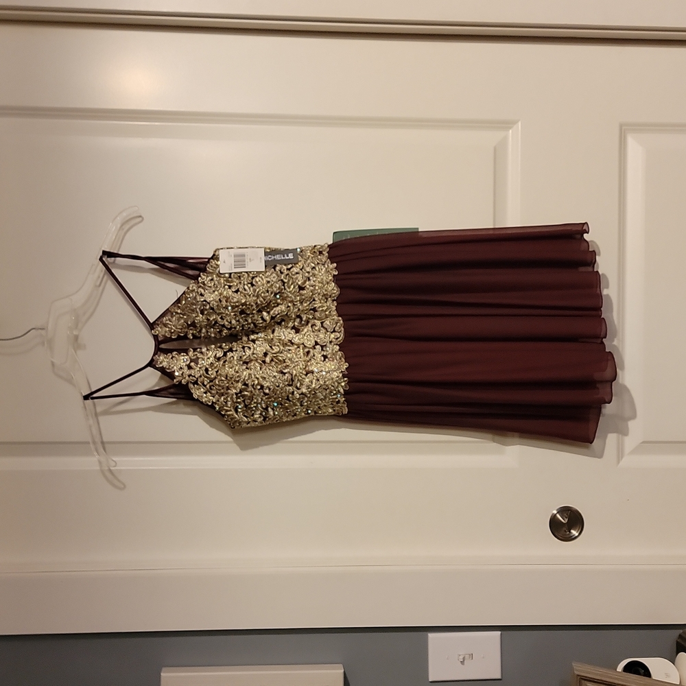 Burgundy my Michelle dress fancy super nice size 3 brand new with tags